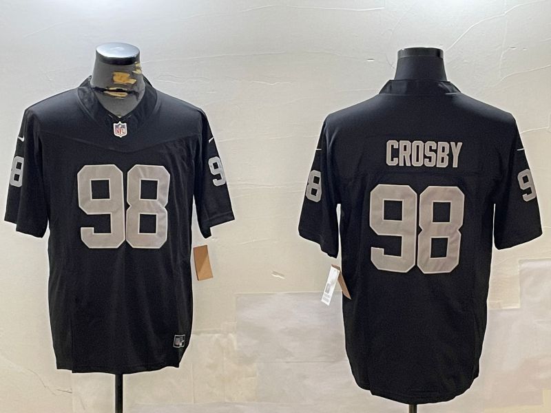 Men Oakland Raiders #98 Crosby Black Three generation 2024 Nike Limited NFL Jersey style 1